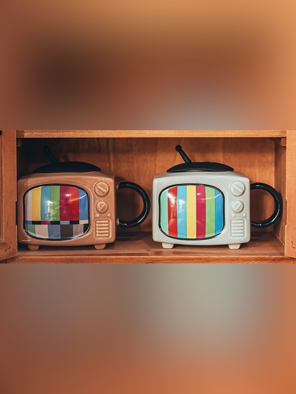 Retro TV Ceramic Mug with Glass Straw and Topper. PICK ONE!! NWT